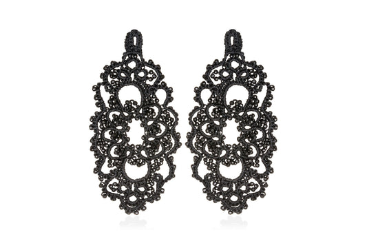 Contessina Lace JewelleryIris lace earrings, black