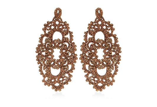 Iris handcrafted gemstone lace earrings ecaille bronze