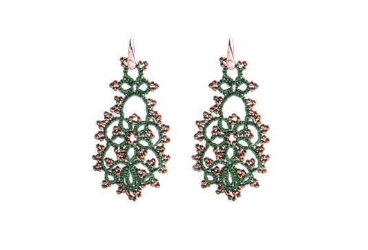 Contessina Lace JewelleryMelina lace earrings, festive green bronze