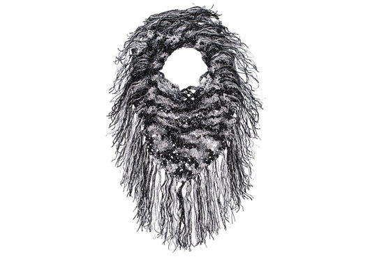 Hand-crocheted scarf/neck accessory  black grey silver