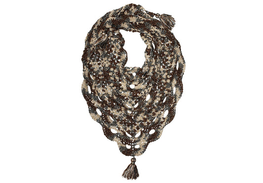 Hand-crocheted scarf/neck accessory bronze grey gold