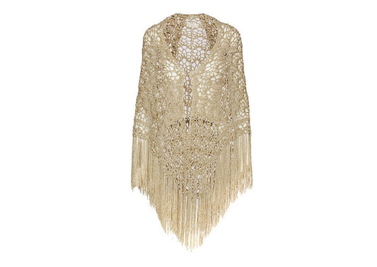 Hand-crocheted lace shawl gold