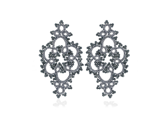 Contessina Lace JewellerySophie lace earrings, grey dark grey