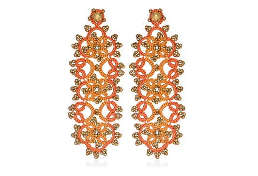 Contessina Lace JewelleryVintage Art Deco bi - tone large lace earrings, zesty gold