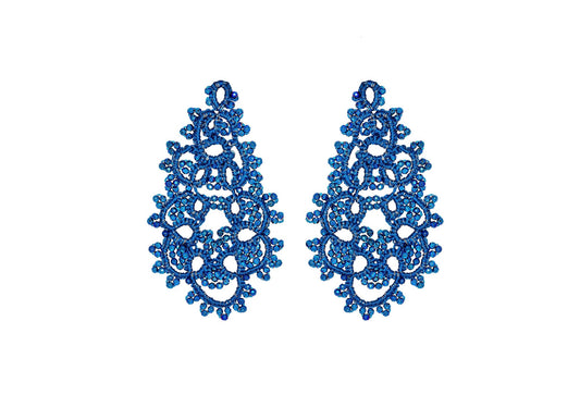 Contessina Lace JewelleryVintage Drop lace earrings, blue