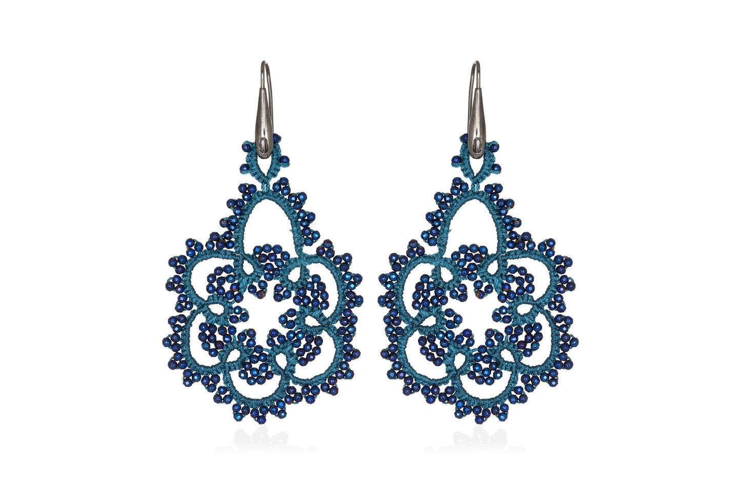 Contessina Lace JewelleryVintage Flower lace earrings, blue