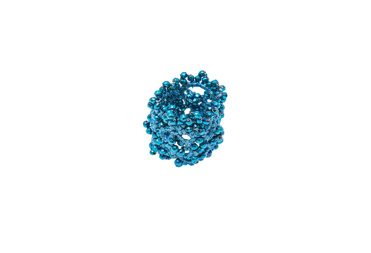 Art Deco handcrafted gemstone lace ring med blue