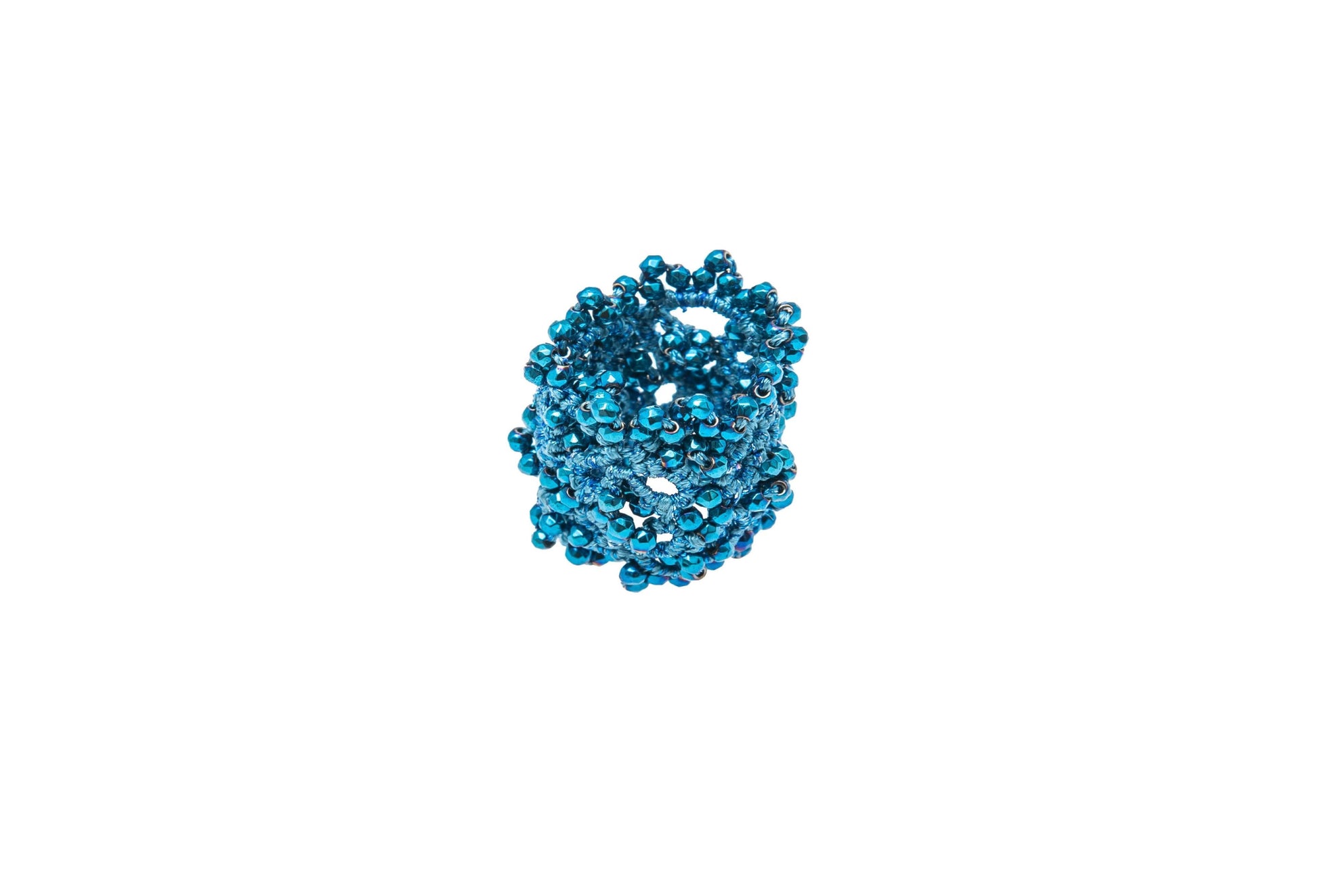 Art Deco handcrafted gemstone lace ring med blue