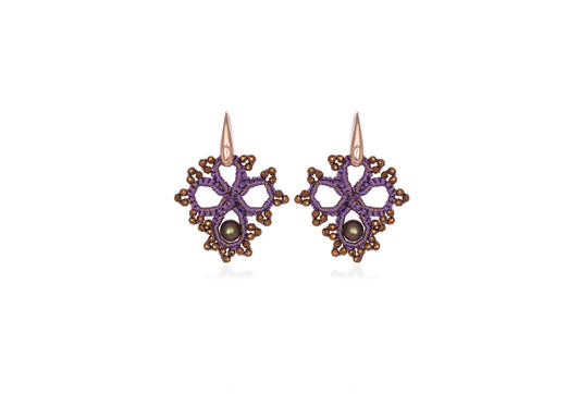 Claire lace earrings, purple bronze