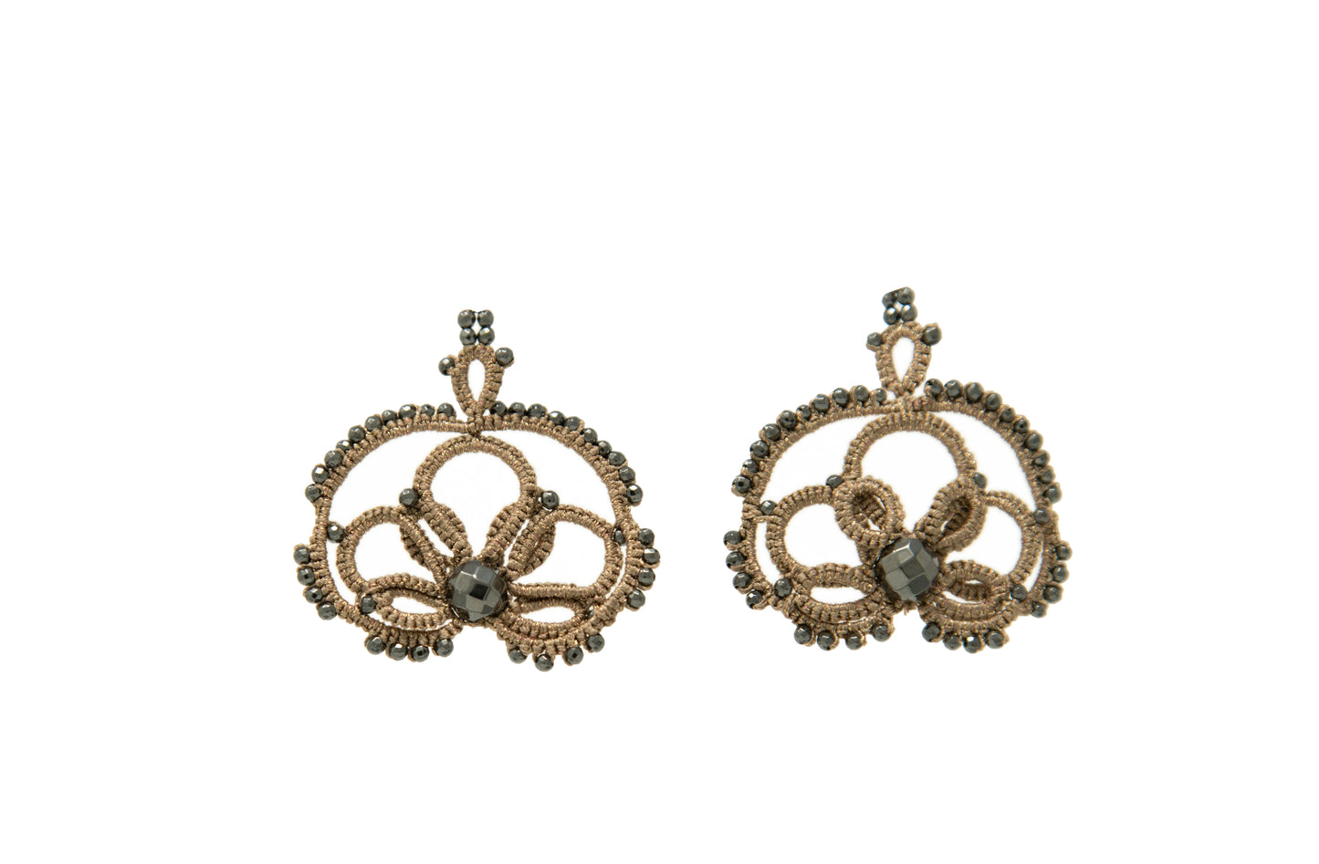 Lotus lace lucky charm earrings, gold silver