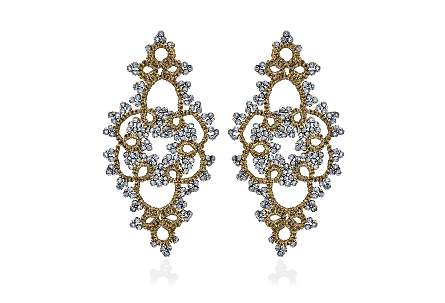 Sophie lace earrings, sand silver