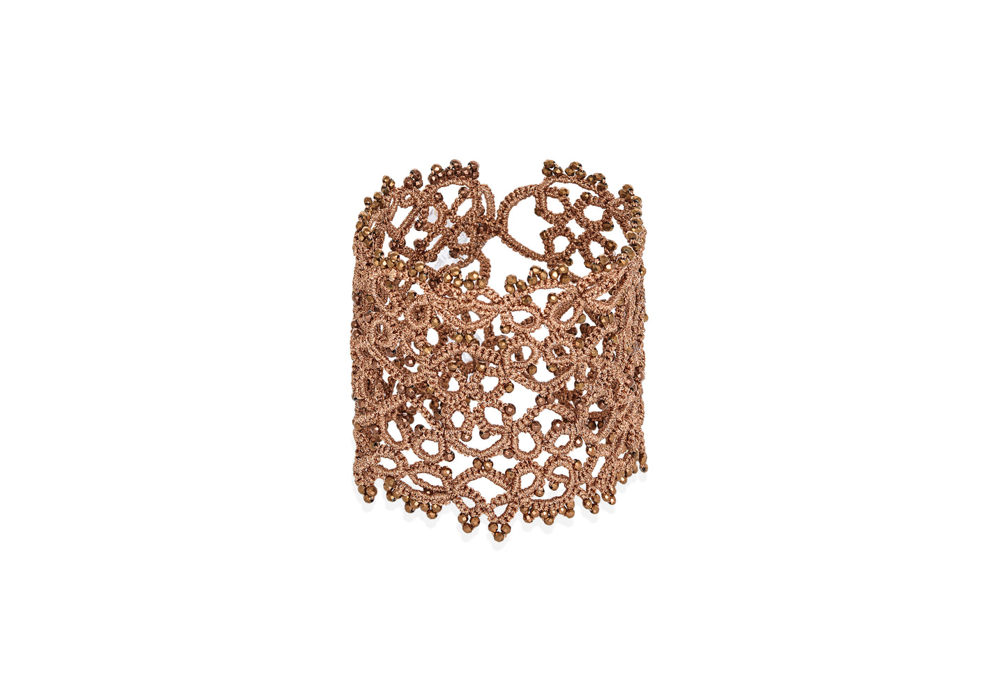 Art Deco large lace bracelet, antique copper