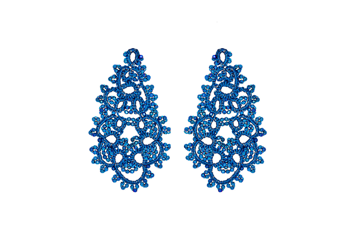 Vintage Drop lace earrings, blue