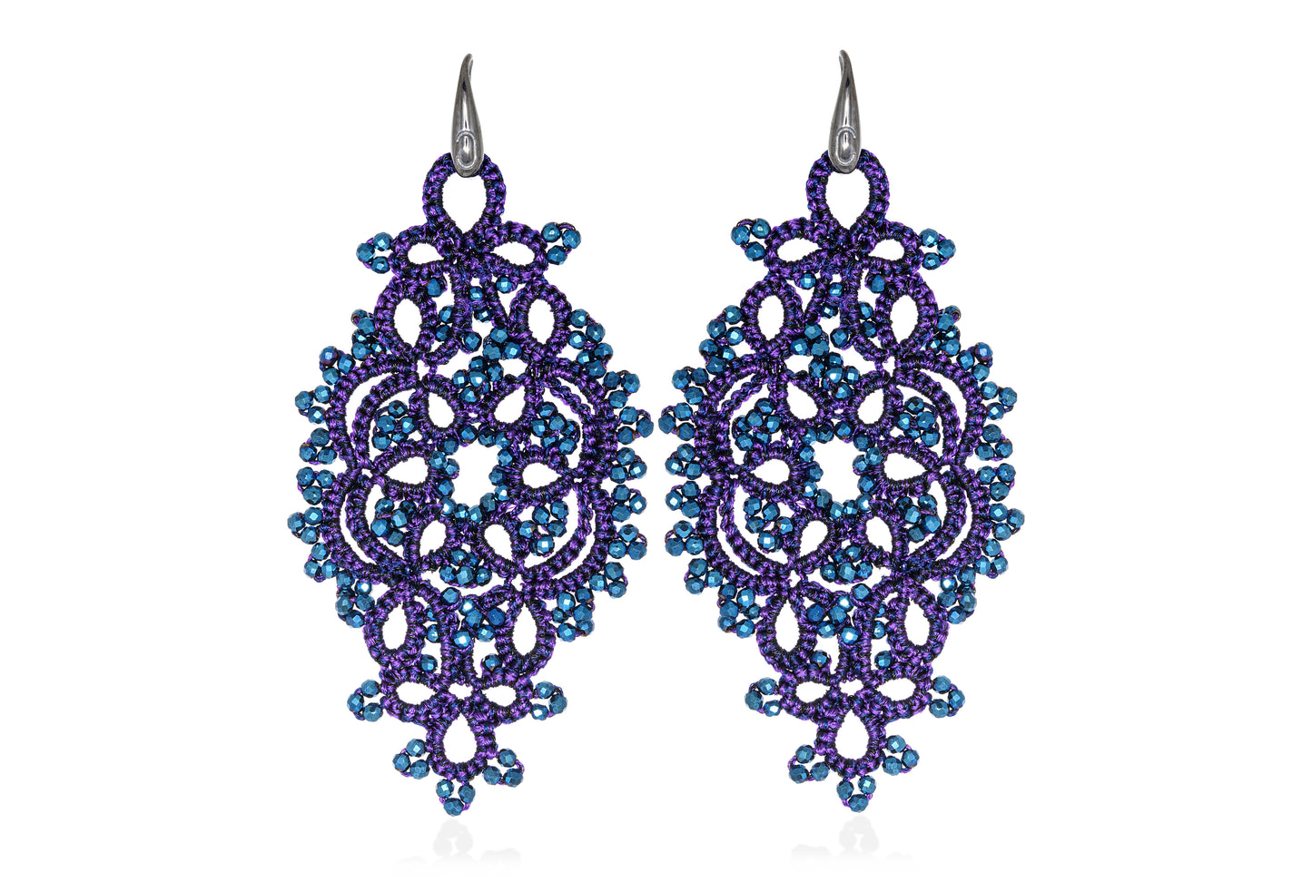 Alexandra lace earrings, purple blue