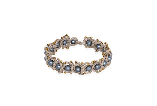 Ocean chic lace bracelet, fresh water pearls