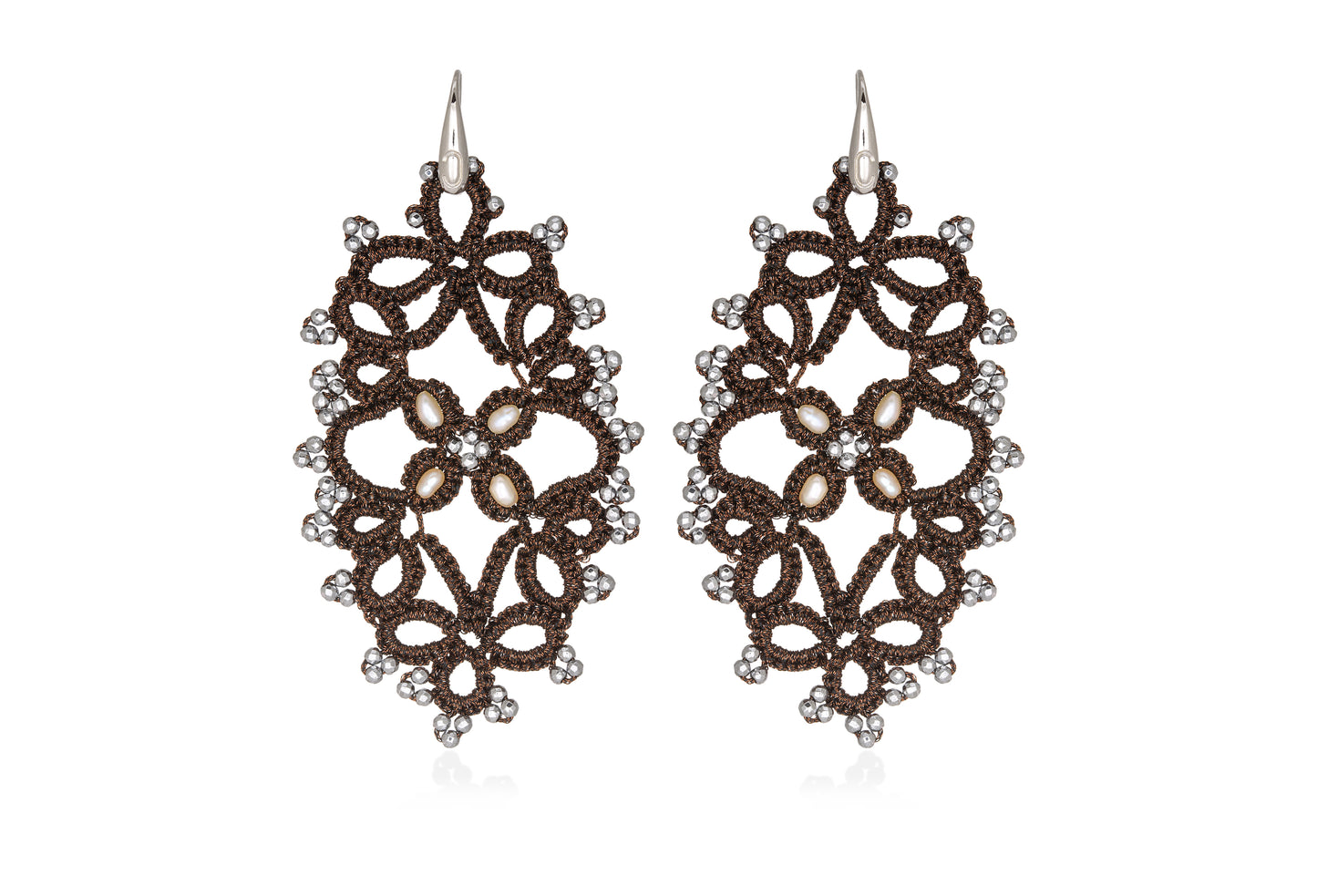 Fiona lace earrings, bronze silver