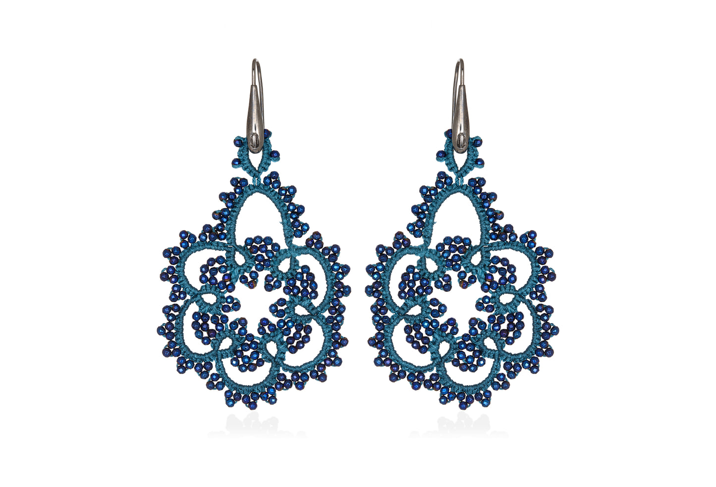 Vintage Flower lace earrings, blue