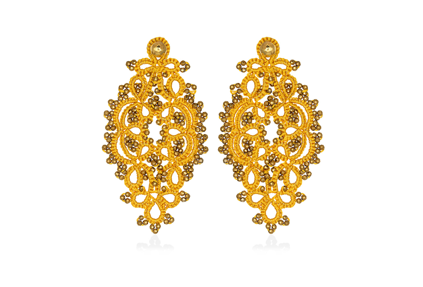 Vintage Alexandra lace earrings, mustard gold
