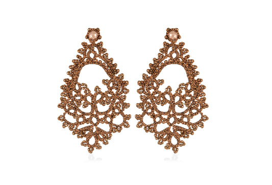 Godiva lace earrings, ecaille bronze