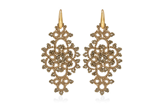 Thalia lace earrings, gold