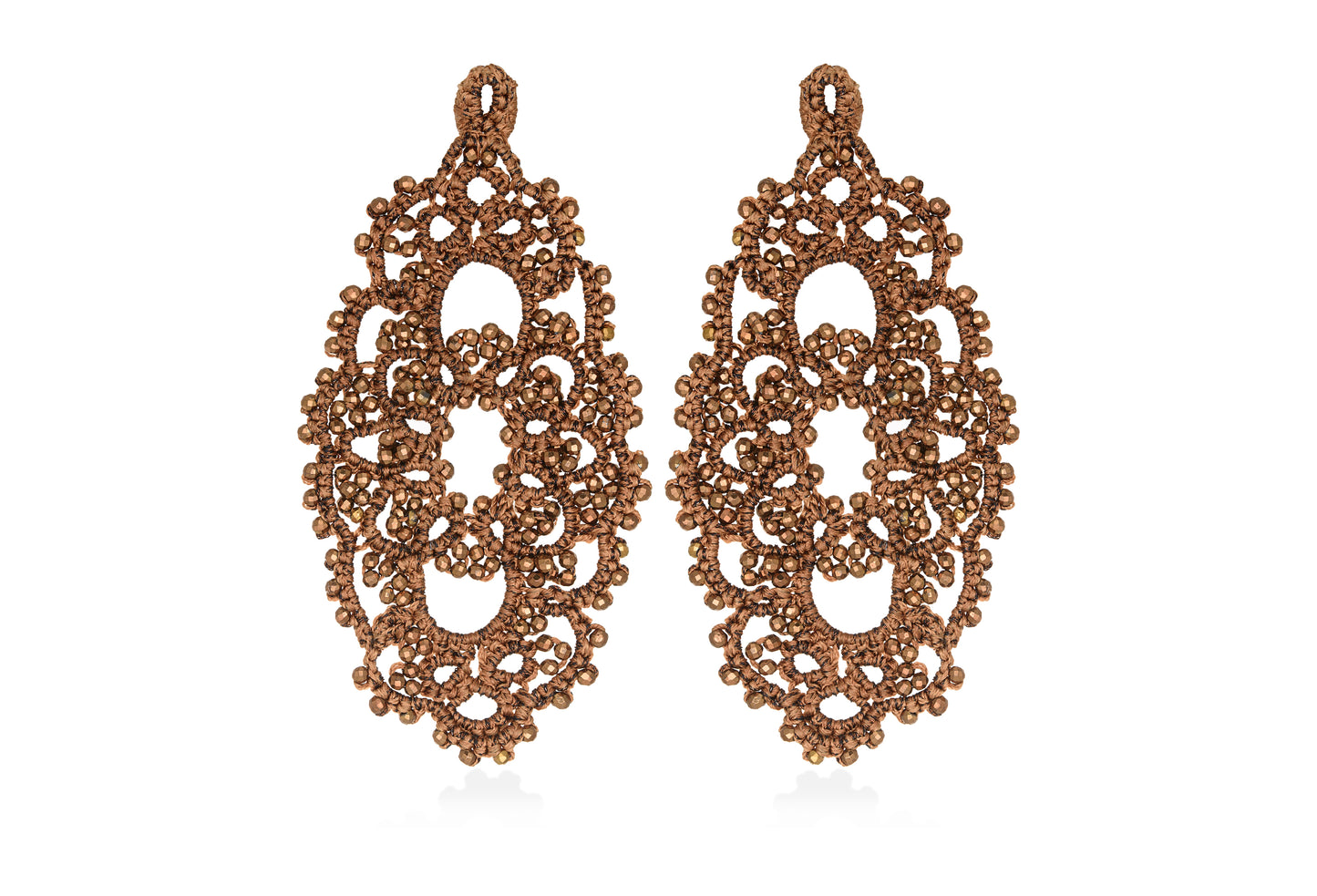 Iris lace earrings, ecaille bronze