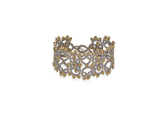 Art Deco small lace bracelet, grey gold