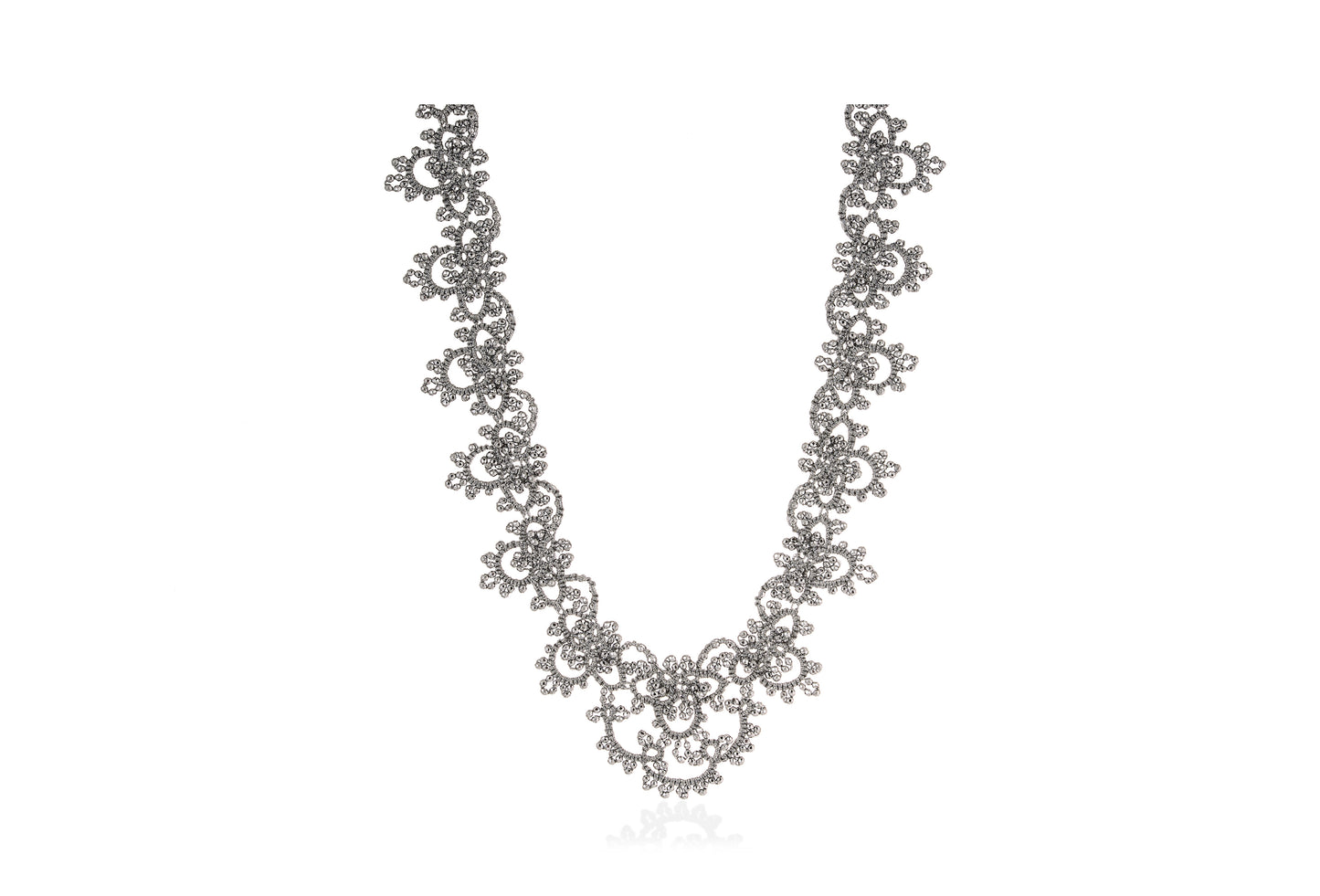 Audrey lace necklace, grey silver