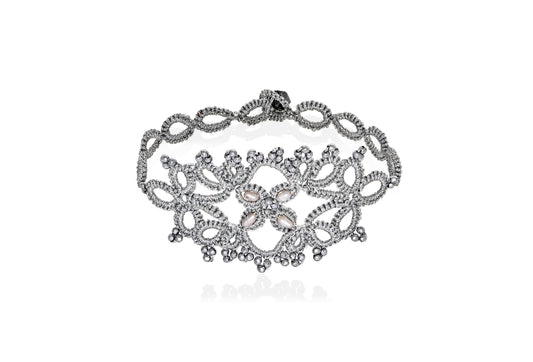 Fiona lace bracelet, grey silver