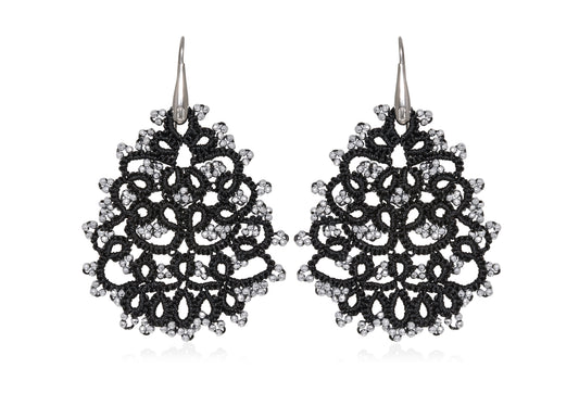 Gaia lace earrings, black silver