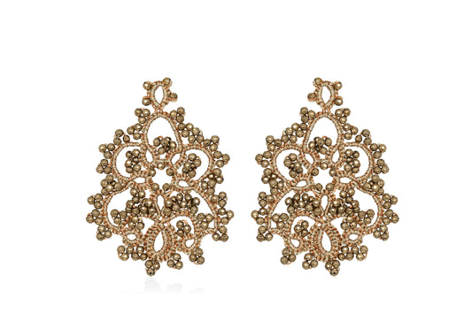 Melina lace earrings, gold