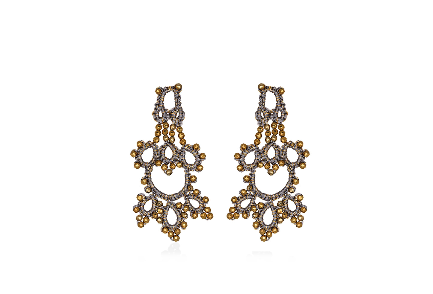 Bijoux lace earrings, grey gold