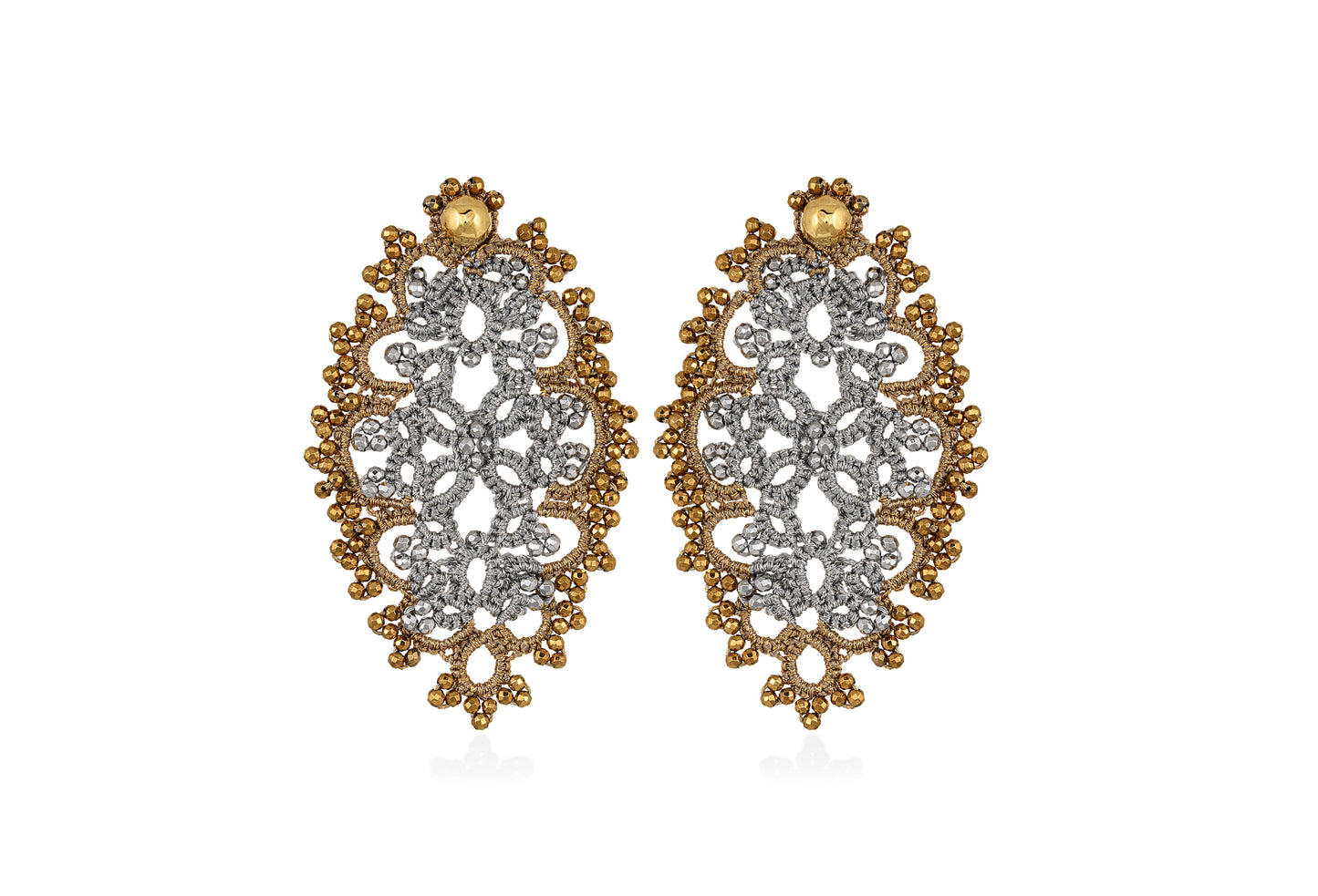 Diana lace earrings, grey gold