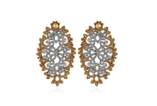 Diana lace earrings, grey gold