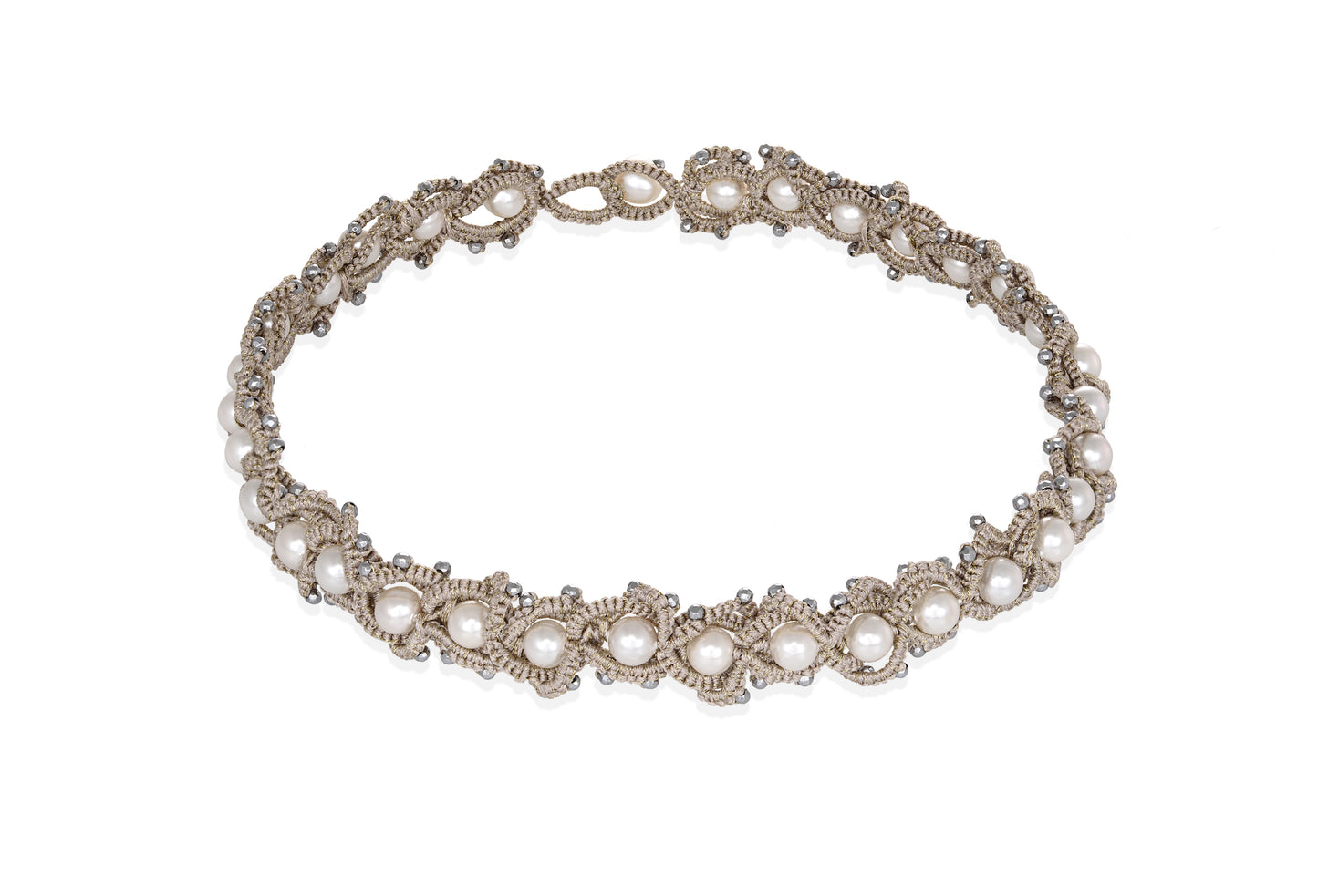 Ocean chic lace choker, sand silver