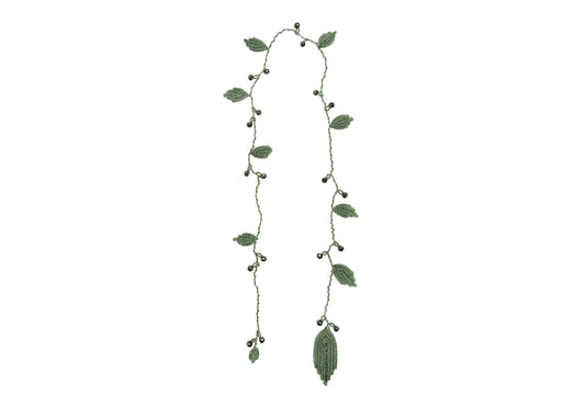 Sacred wild olive branch necklace, olive green